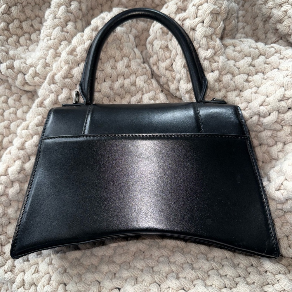 Authentic Balenciaga Black Leather Mini Top-Handle Bag with Pink Graffiti Logo - Picture 2 of 4
